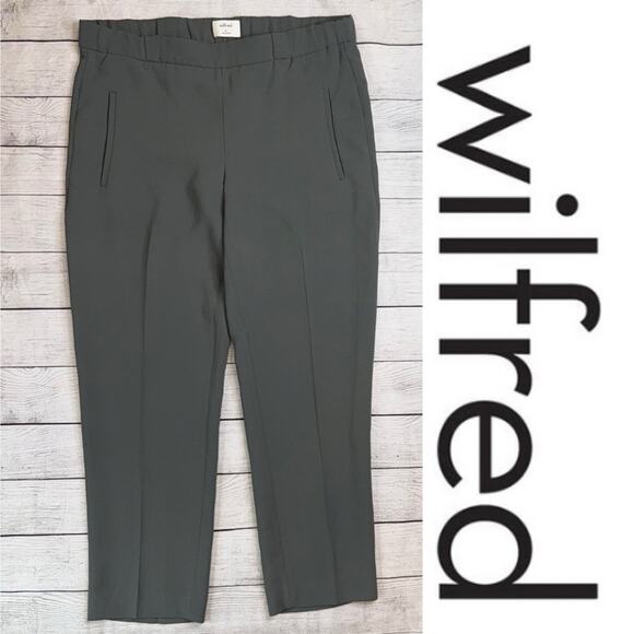 Wilfred Aritzia Women's Sage Green Pull On Cropped Trousers Pants Size Small - Picture 1 of 6